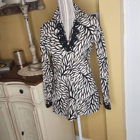 C wonder black and beige top women's size xxs - Picture 1 of 5